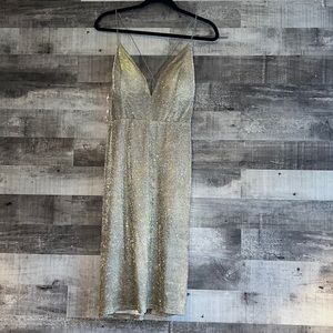 Fashion Nova dress gold sparkle body con 1XL